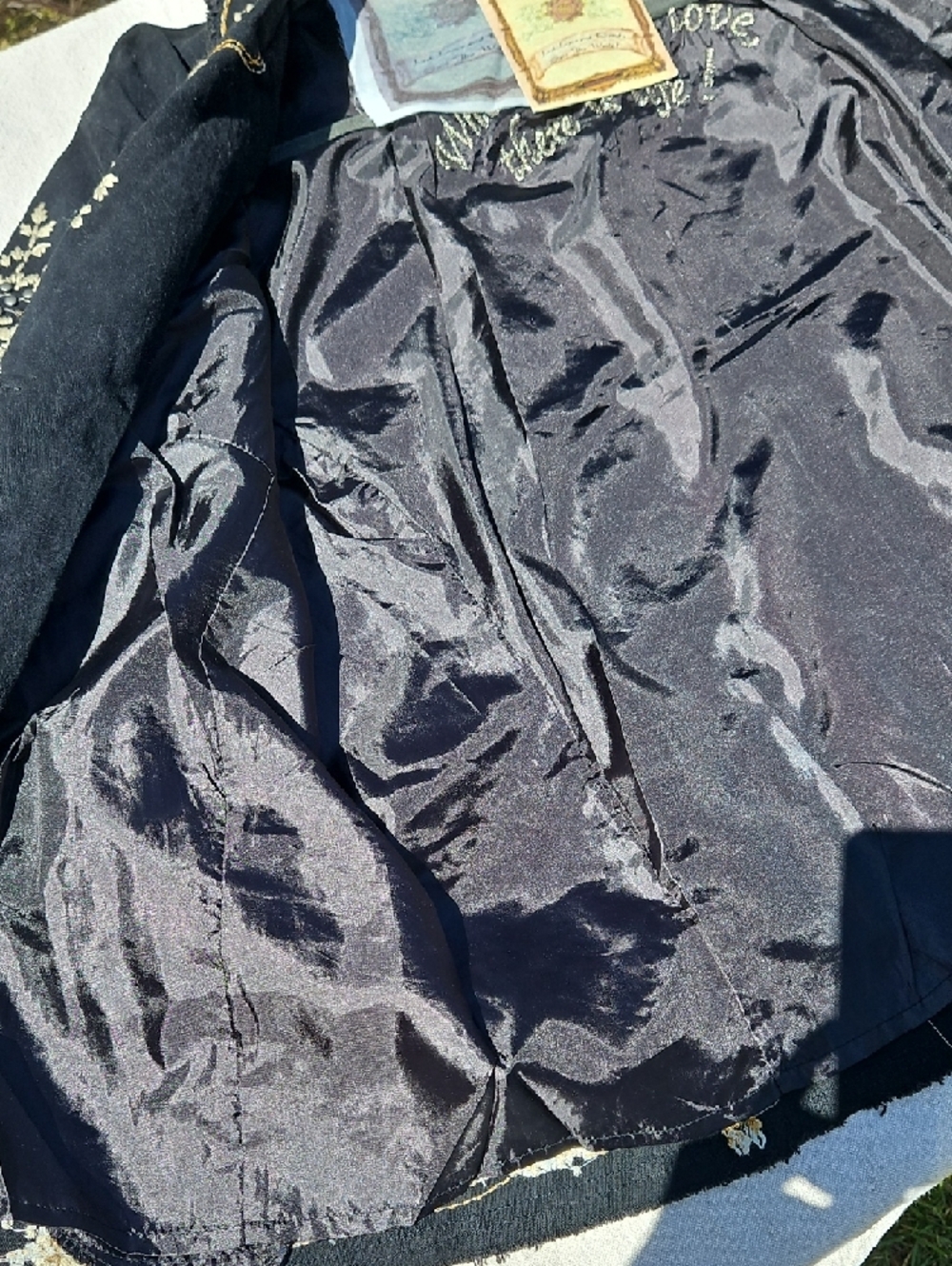 Black Embroidered Cotton Floral Blazer Jacket 0025 - Picture 7 of 16